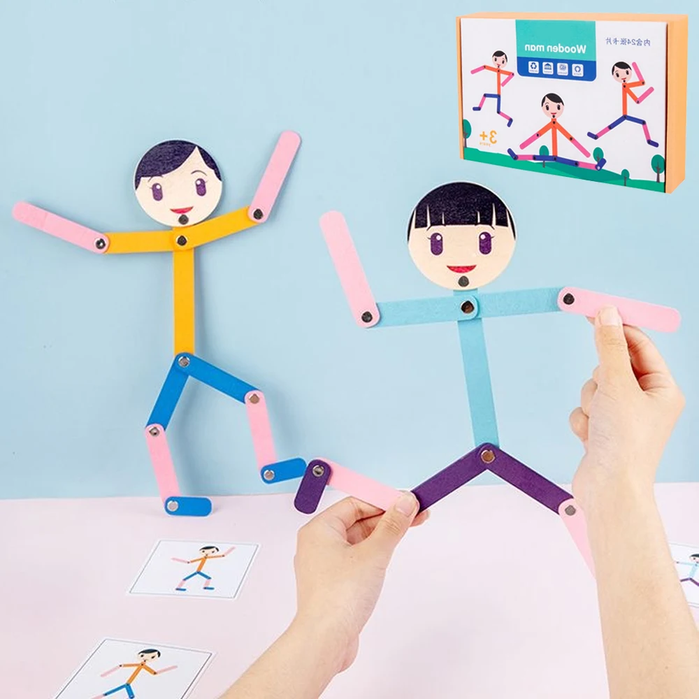 Sports Equipment For Kindergarten - Sportowy drewniany mężczyzna materiał DIY Puzzle